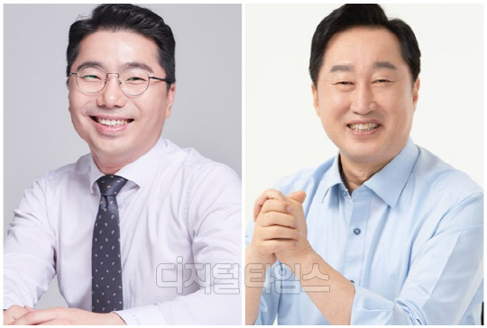 조상호(왼쪽) 더불어민주당 법률위원회 부위원장과 김준혁 민주당 경기 수원정 후보. <디지털타임스 DB>